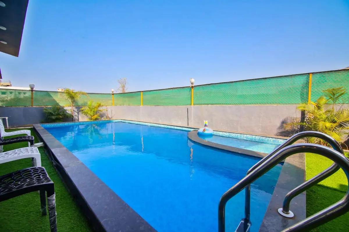 Private swimming pool at Shuubh Hillside 4BHK Villa, a 4 BHK villa in Lonavala on rent