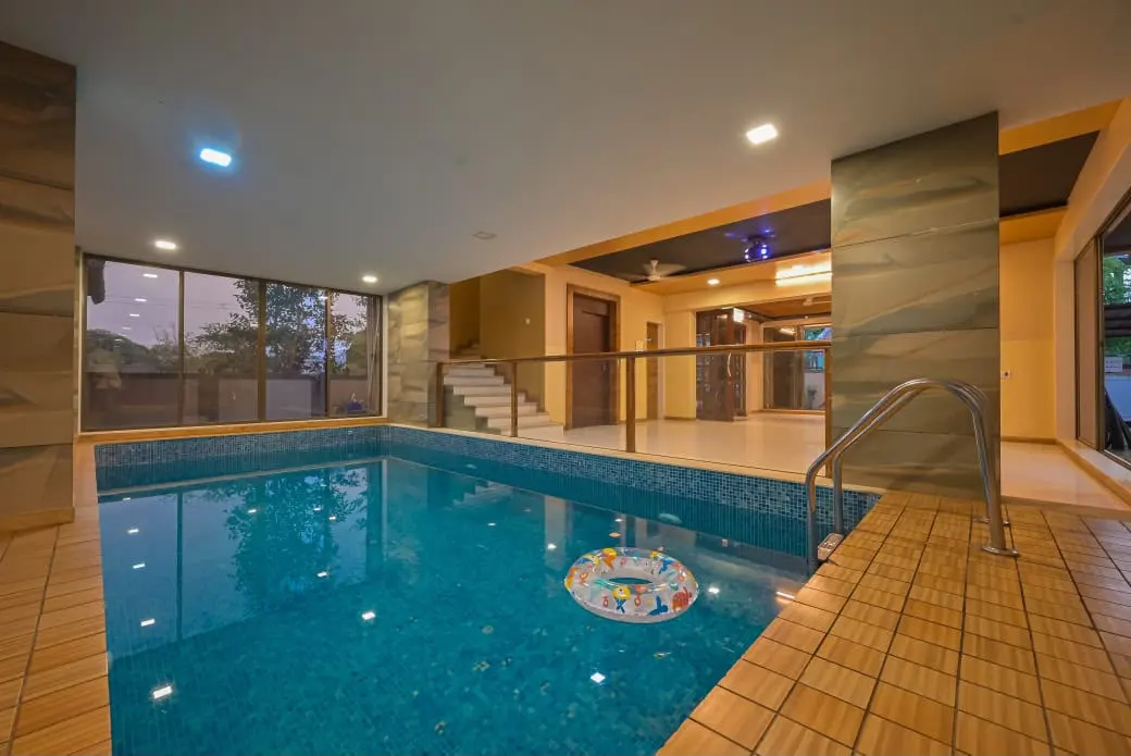 Private swimming pool at Shuubh Mountain Amber 5BHK Villa, a 5 BHK villa in Lonavala on rent