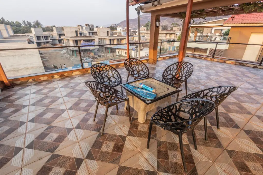 Terrace and outdoor space at Rose Villa, a 4 BHK villa in Lonavala on rent