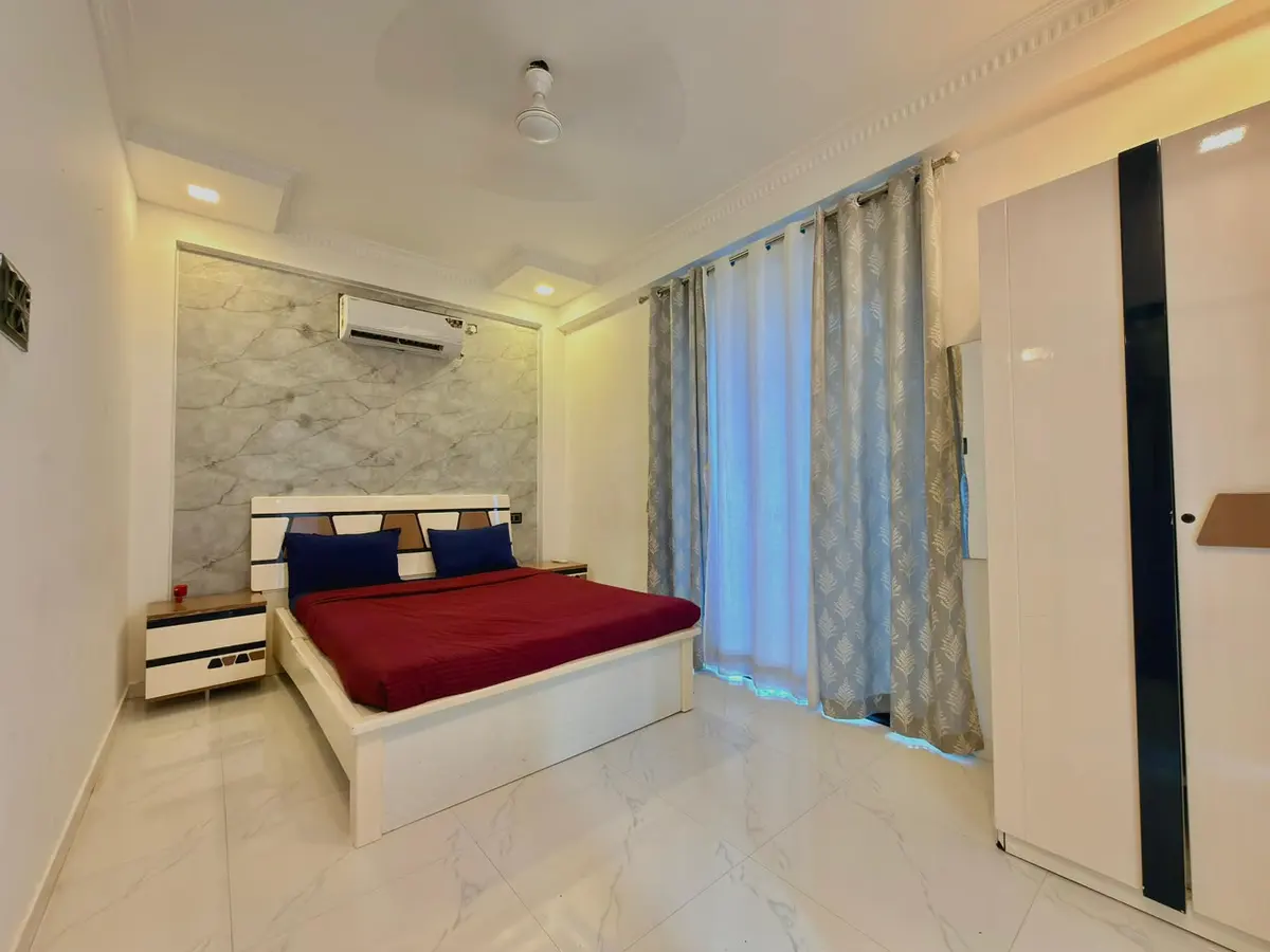 Air-conditioned bedroom in Shuubh Star 4BHK Villa, a 4 BHK villa in Lonavala on rent