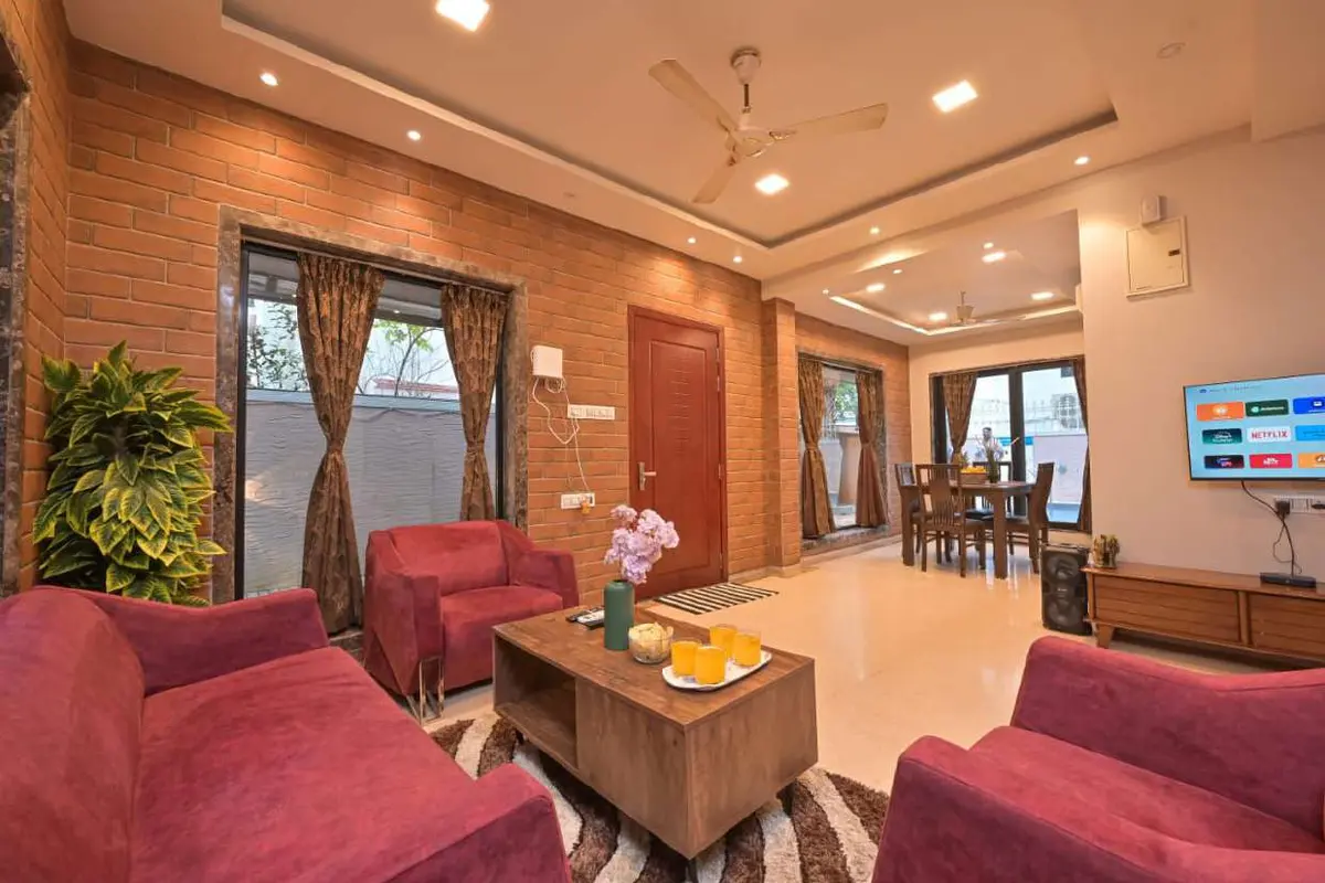 Living and lounge area in Shuubh Staycation 3BHK Villa, a 3 BHK villa in Lonavala on rent