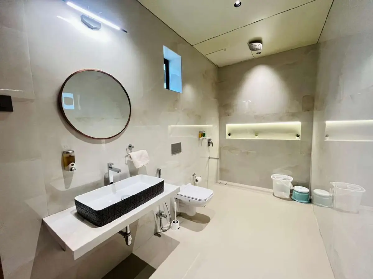 Modern bathroom in Vantara Villa, a 4 BHK villa in Lonavala on rent