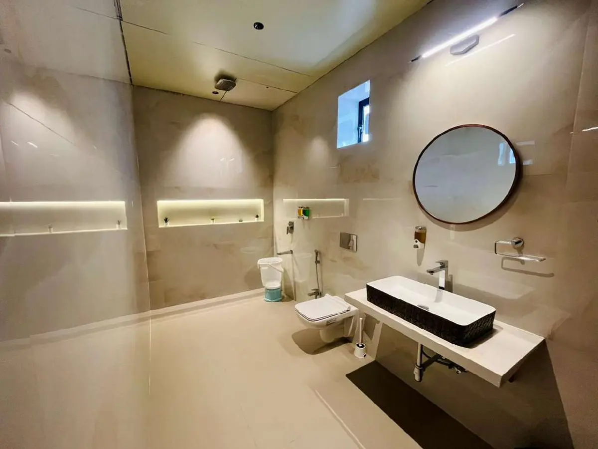 Modern bathroom in Vantara Villa, a 4 BHK villa in Lonavala on rent