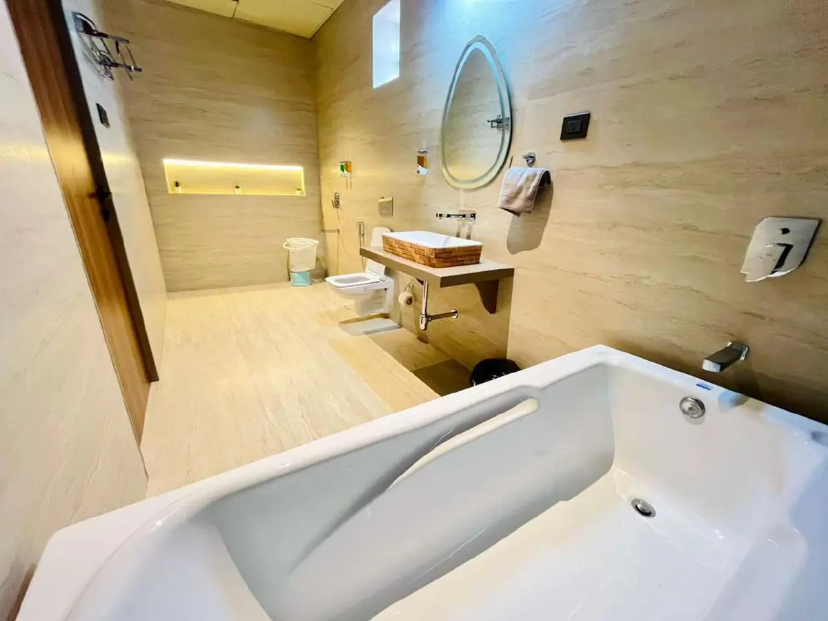 Modern bathroom in Vantara Villa, a 4 BHK villa in Lonavala on rent