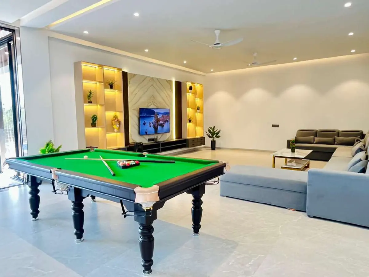 Living and lounge area in Vantara Villa, a 4 BHK villa in Lonavala on rent