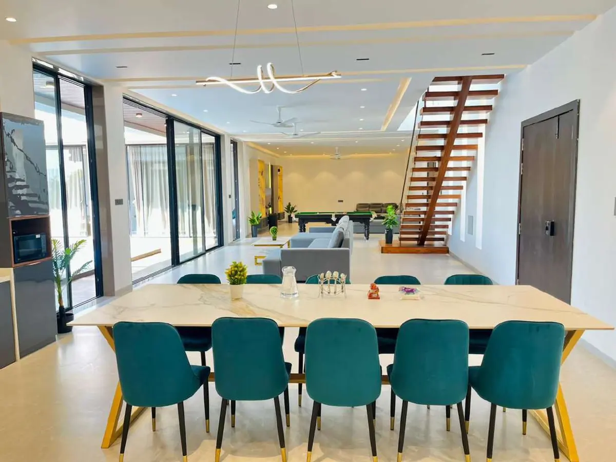 Living and lounge area in Vantara Villa, a 4 BHK villa in Lonavala on rent