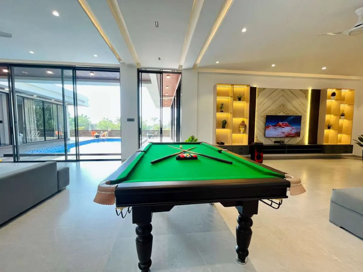 Living and lounge area in Vantara Villa, a 4 BHK villa in Lonavala on rent